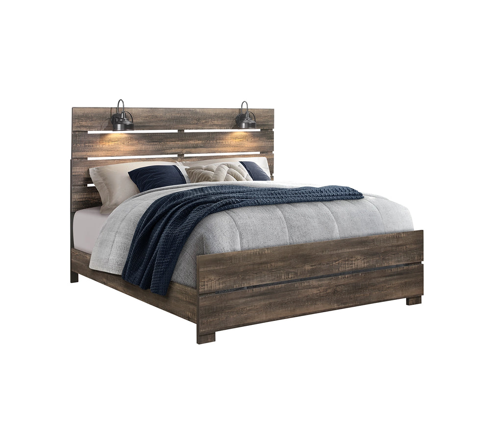 Dormitorio de 6 piezas con paneles completos de roble oscuro Linwood