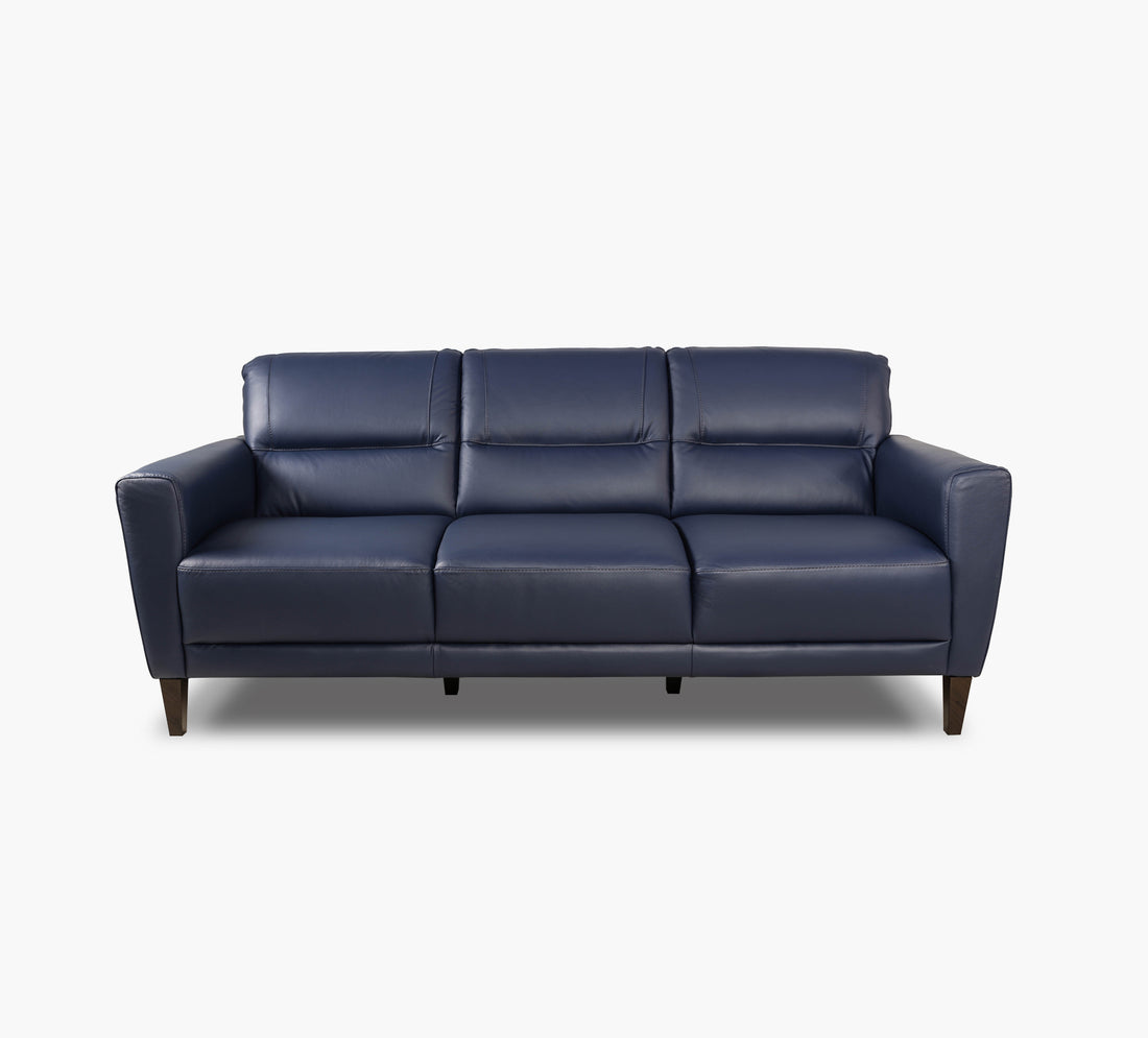 Jasper Blue Leather Sofa – Kane's Furniture