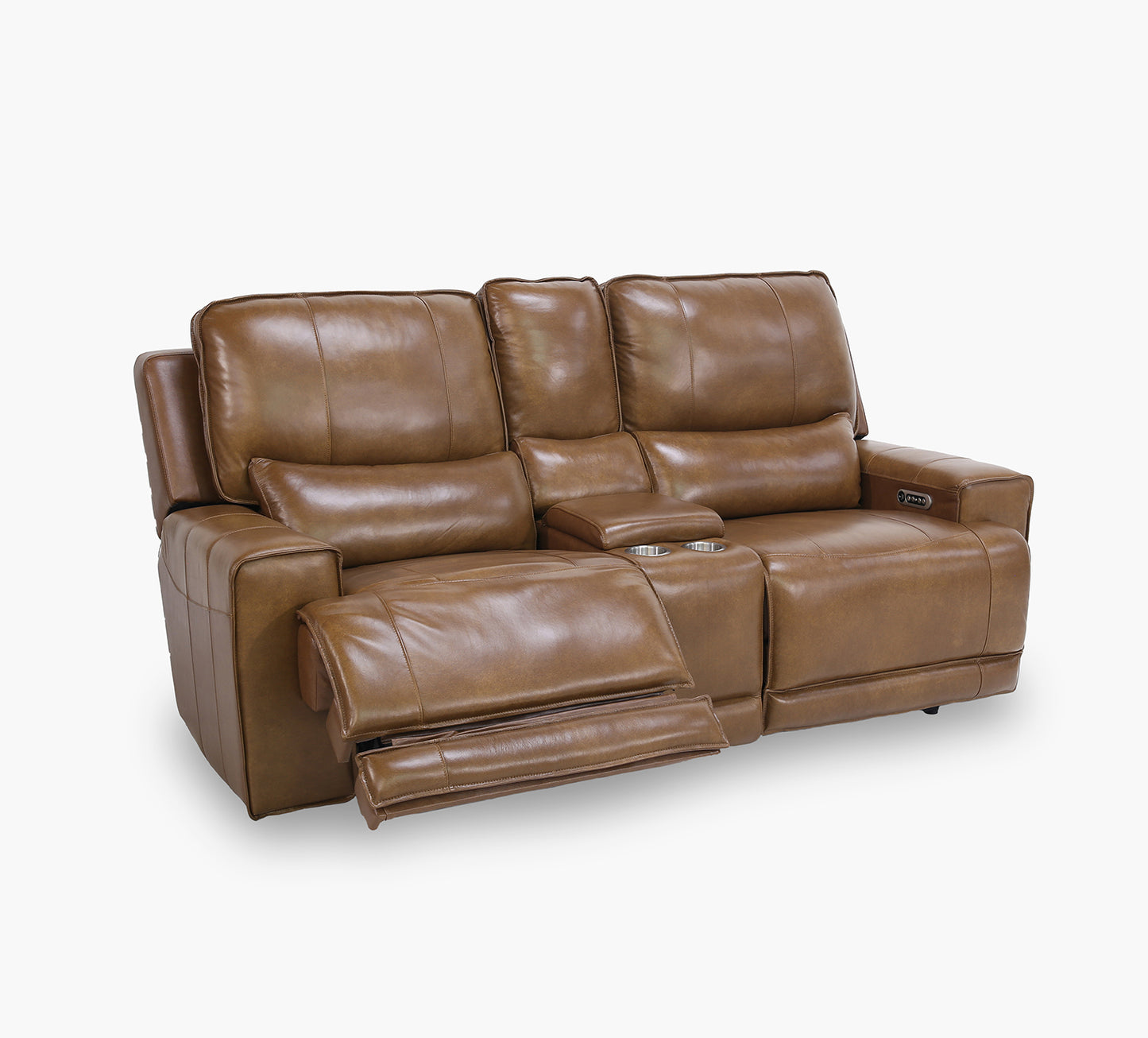 Renegade Leather Reclining Console Apartment Sofa