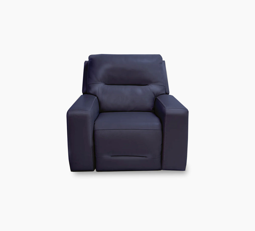 Sillón reclinable eléctrico doble de gravedad cero de cuero azul marino Stratos