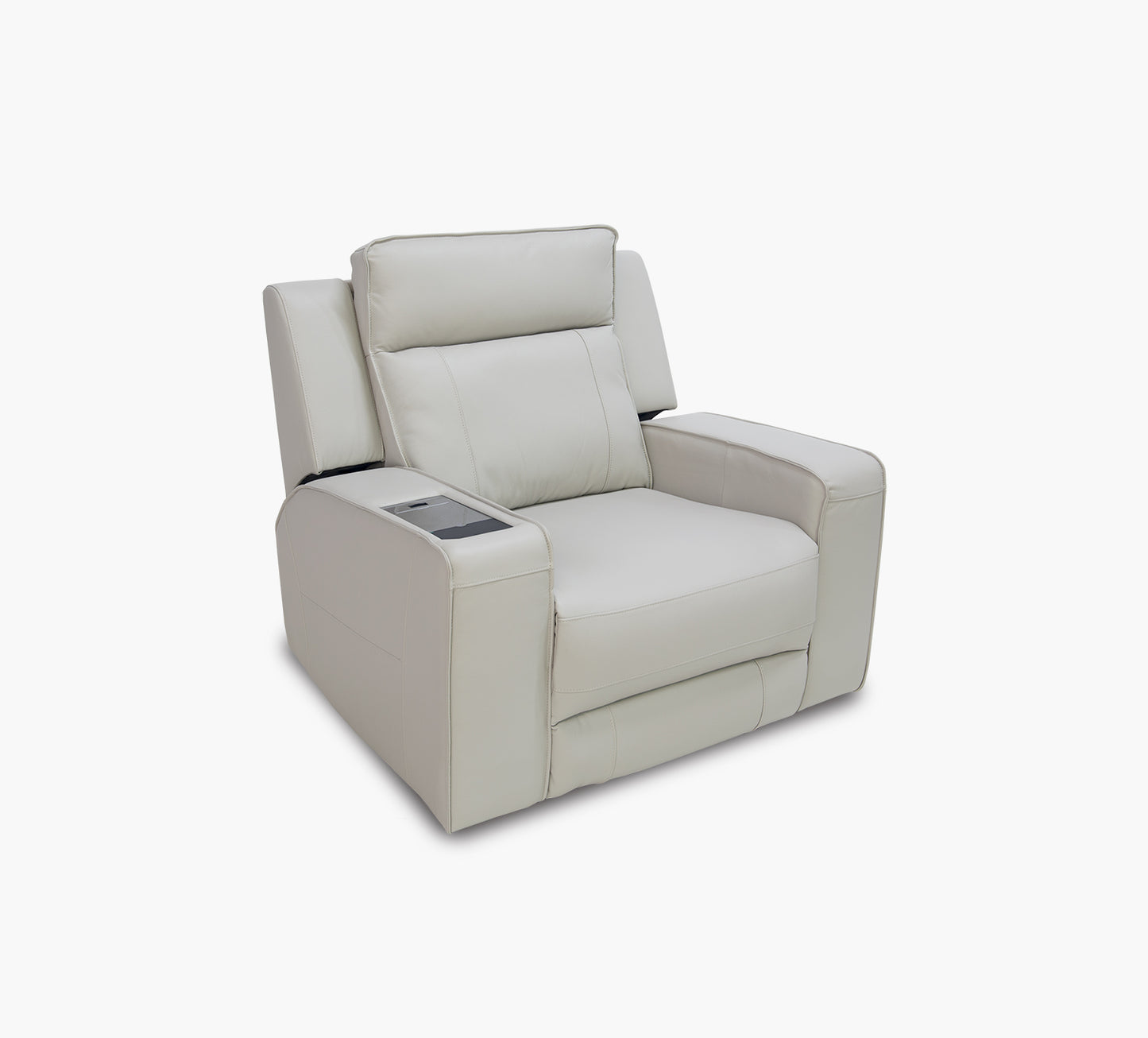 Avenger Grey Leather Triple Power Recliner with iTable Mini