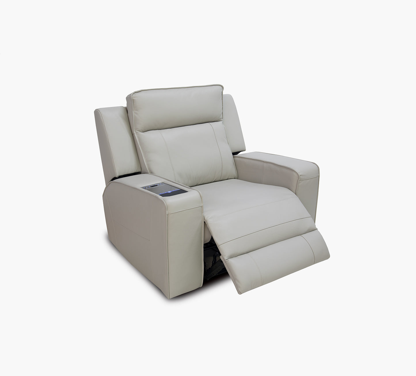 Avenger Grey Leather Triple Power Recliner with iTable Mini