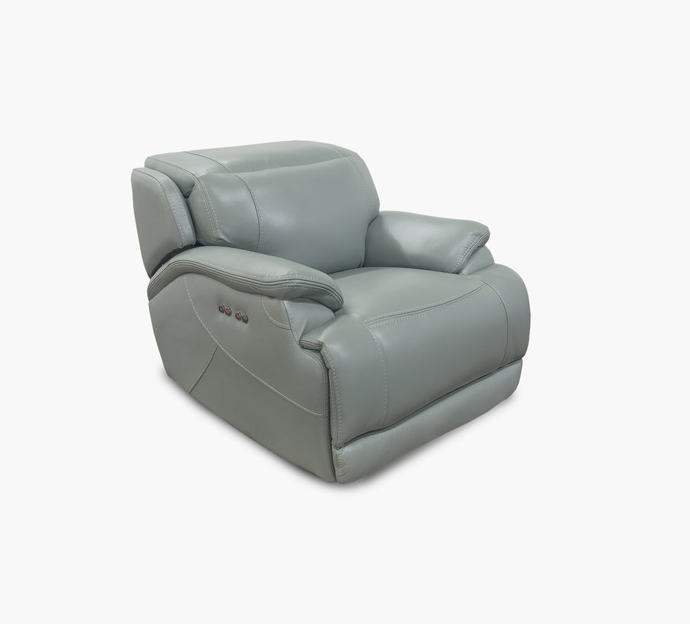 Sillón reclinable eléctrico doble de cuero Hawkins Jade