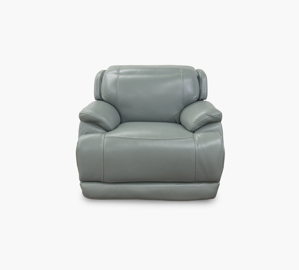 Sillón reclinable eléctrico doble de cuero Hawkins Jade