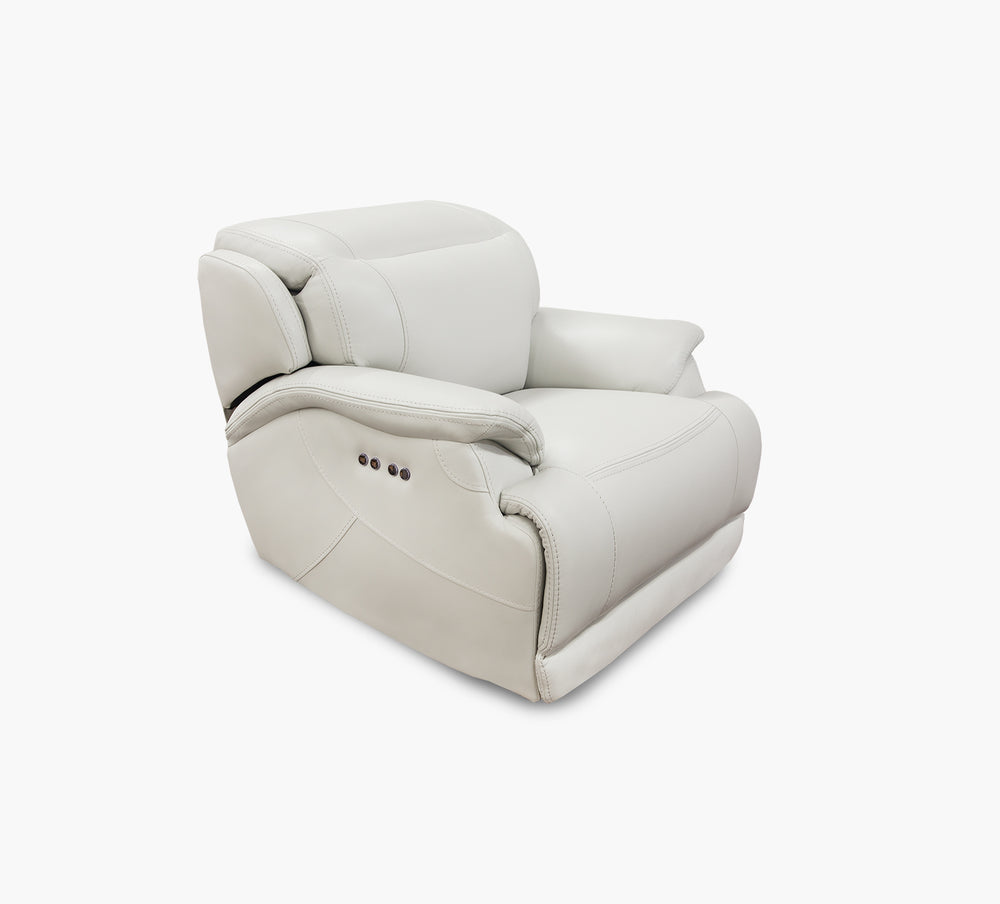 Sillón reclinable eléctrico doble de cuero Hawkins Mist