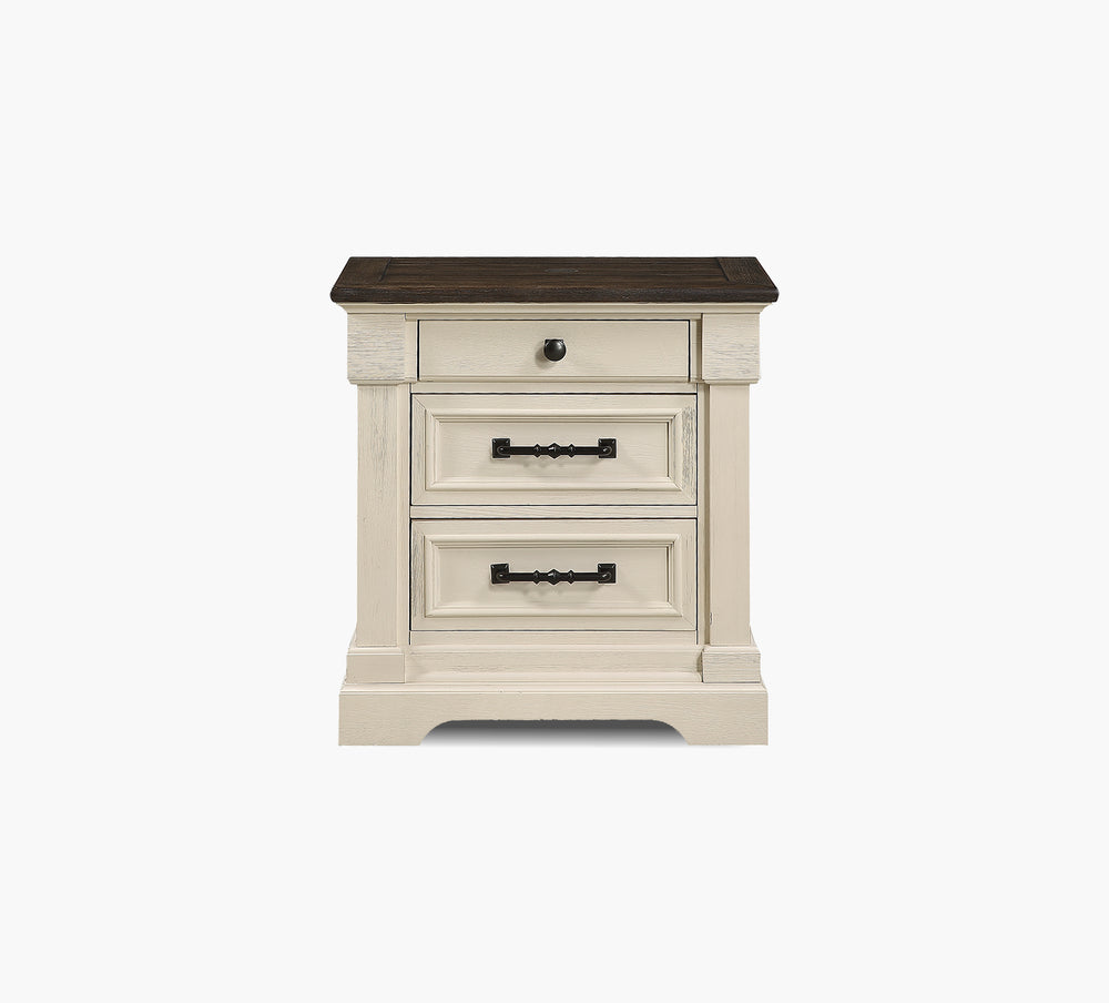 Woodbridge White 3 Drawer Nightstand