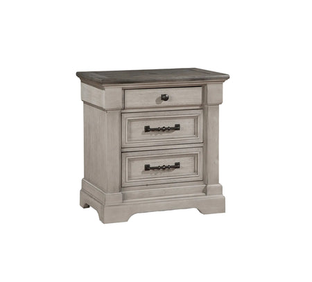 Mesita de noche de 3 cajones en color gris Woodbridge