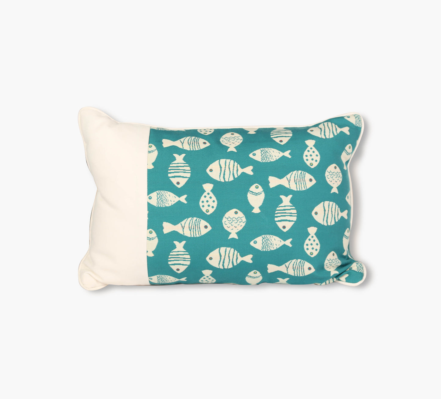 Go Fish Turquoise Reversible Outdoor Kidney Pillow