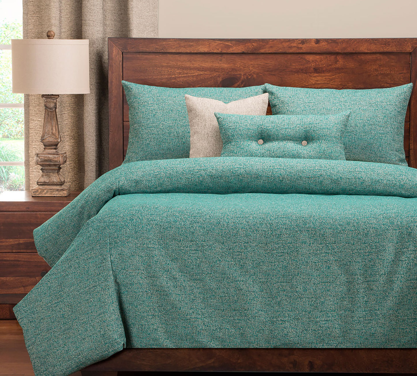Belmont Turquoise 6 Piece Queen Luxury Duvet Cover and Insert Set