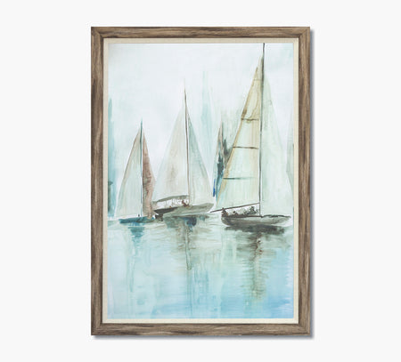 Barcos de vela azules 3 Obra de arte 26 x 39