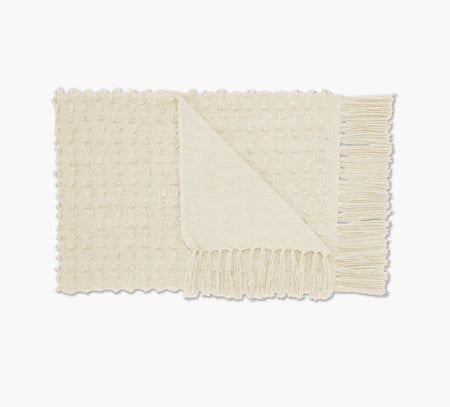 Cream Woven Cotton Throw 50 x 60