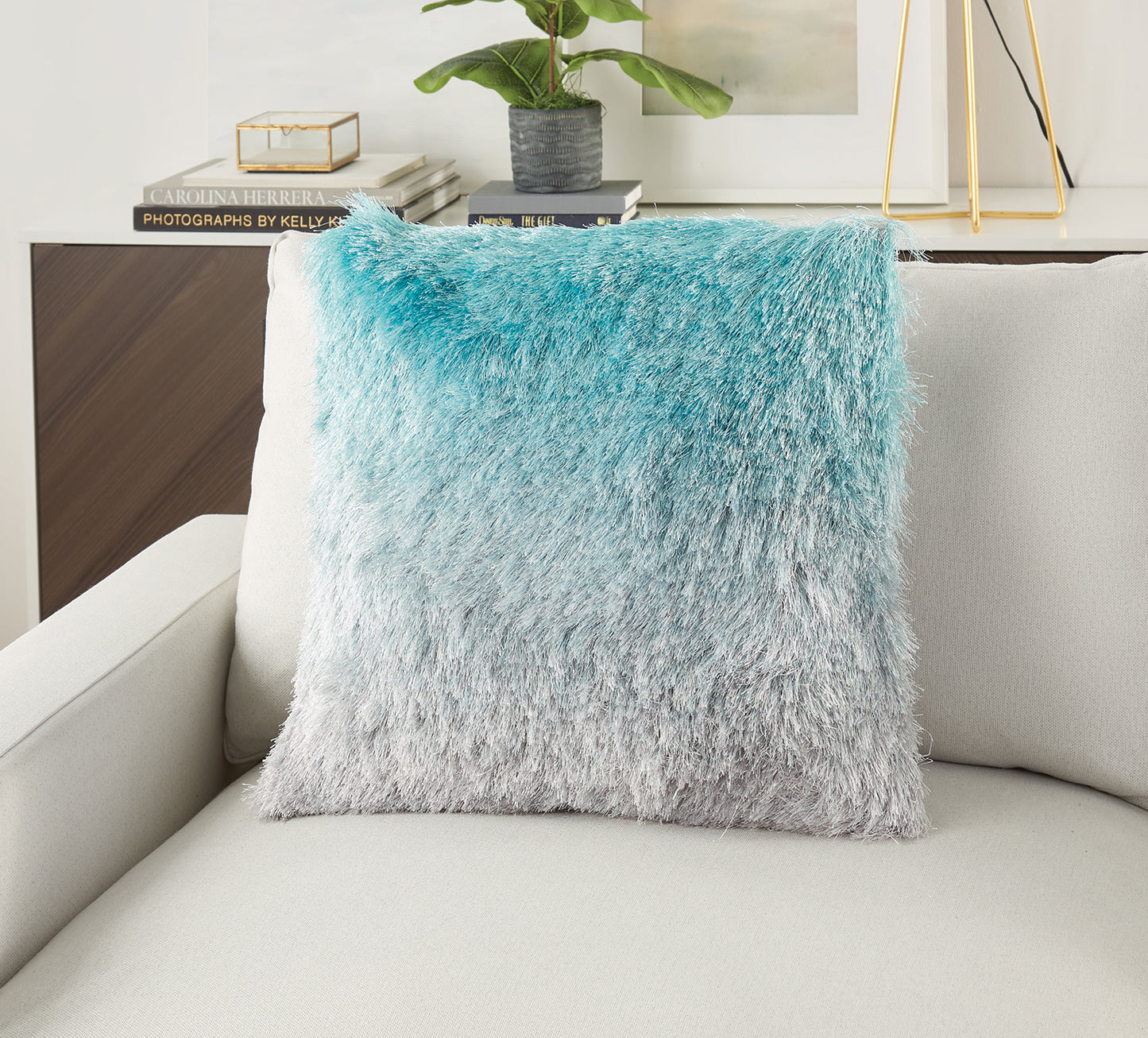 Teal and Silver Pillow