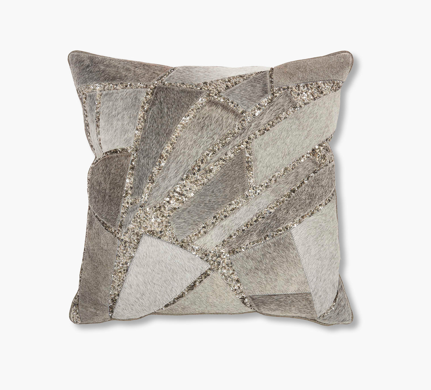 Natural Leather Hide Grey Silver pillow 18 x 18