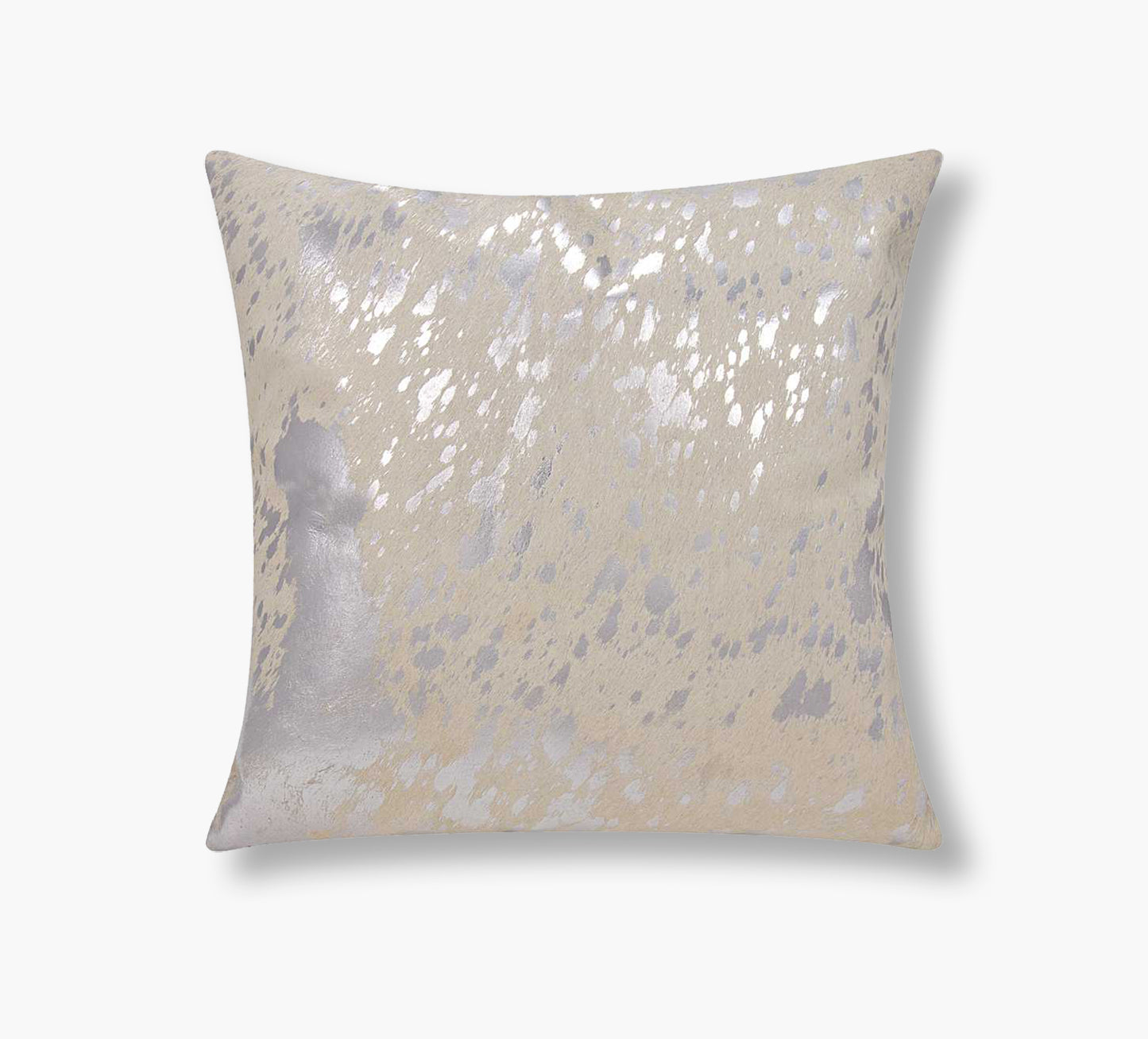 Natural Leather Hide Grey Silver pillow 18 x 18