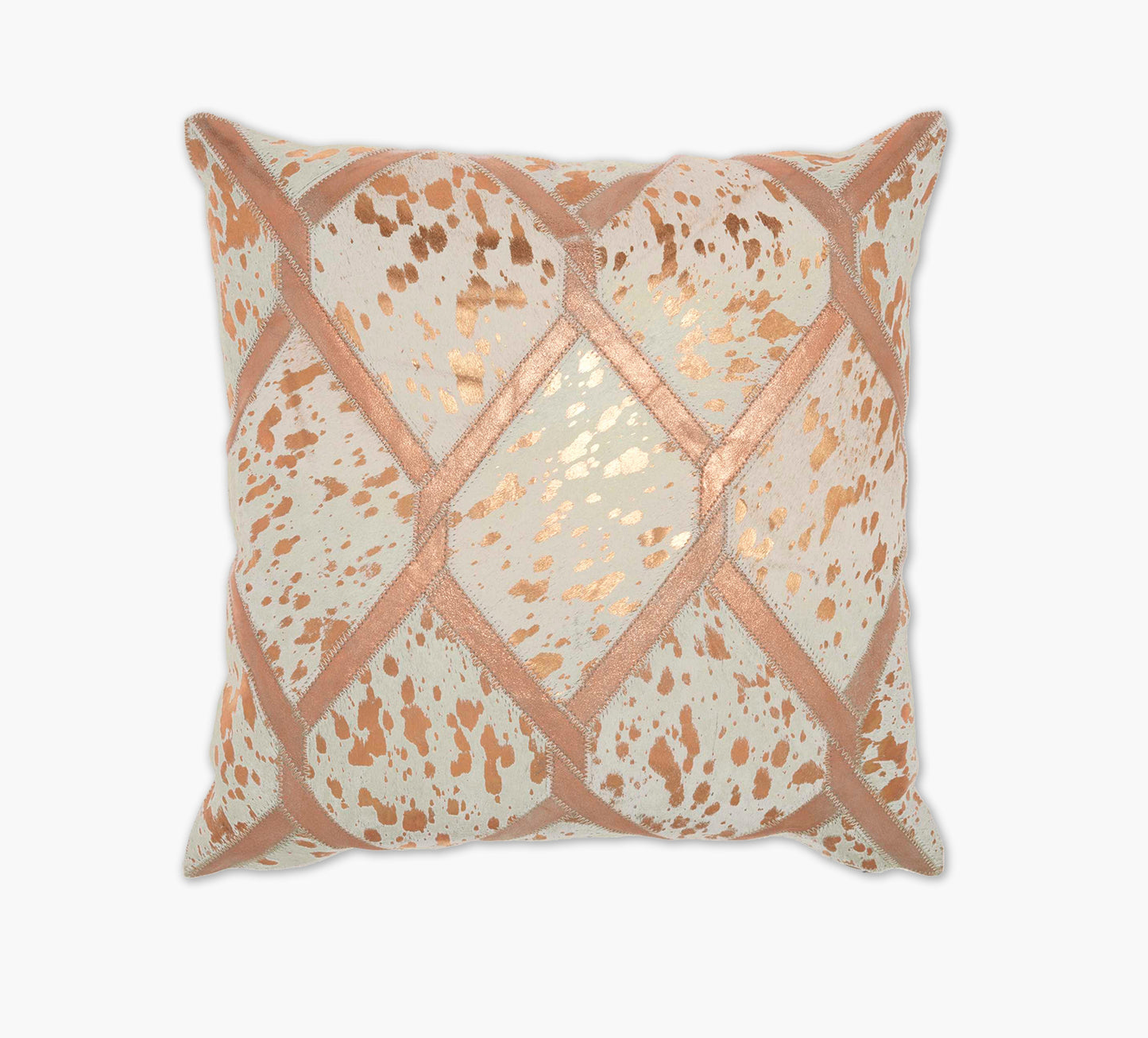 Natural Leather Hide Rose Gold Pillow 18 x 18