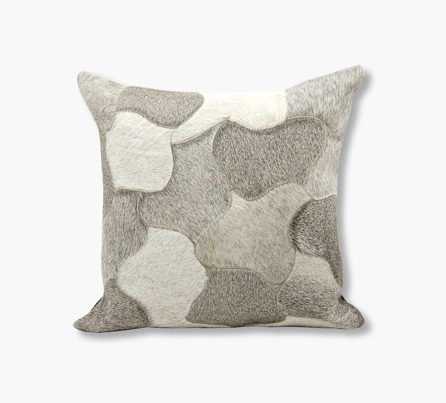 Natural Leather Hide Silver pillow 20 x 20