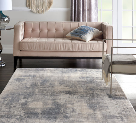 Rustic Textures Blue and Ivory 5 x 8 Rug