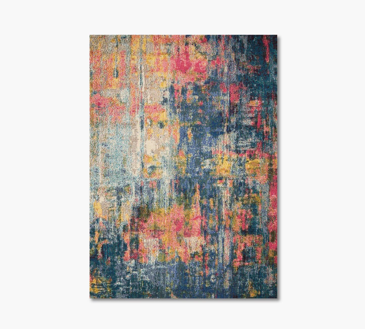 Abstract Blue and Yellow 8 x 10 Rug