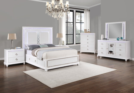 Anastasia 5 Piece Queen Lighted Upholstered Storage Bedroom