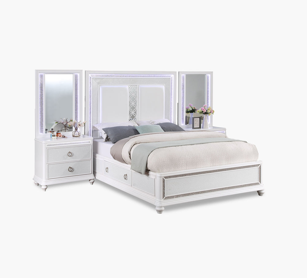 Anastasia Queen Wall Storage Bed with 2 Drawer Nightstand
