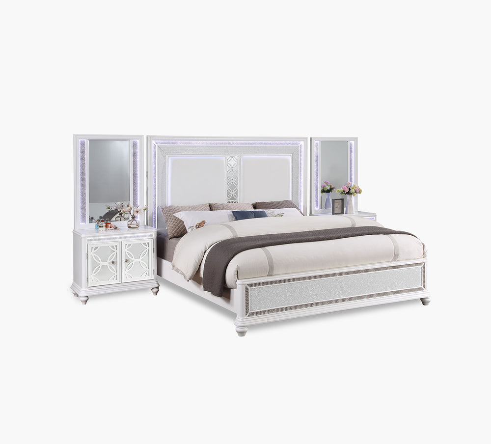 Anastasia King Wall Panel Bed with Door Nightstand