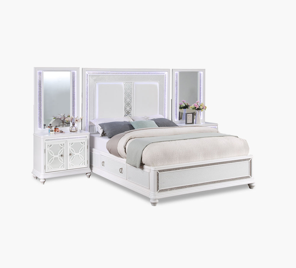 Anastasia Queen Wall Storage Bed with Door Nightstand