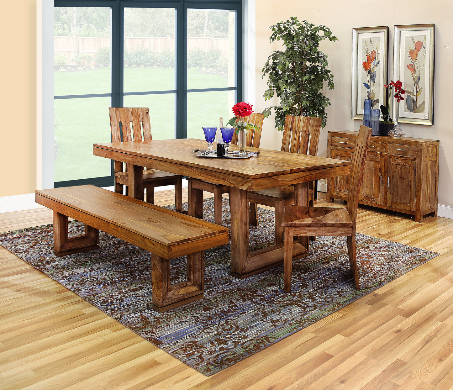 Brownstone 4 Piece Dining Set with 2 Chairs and Bench