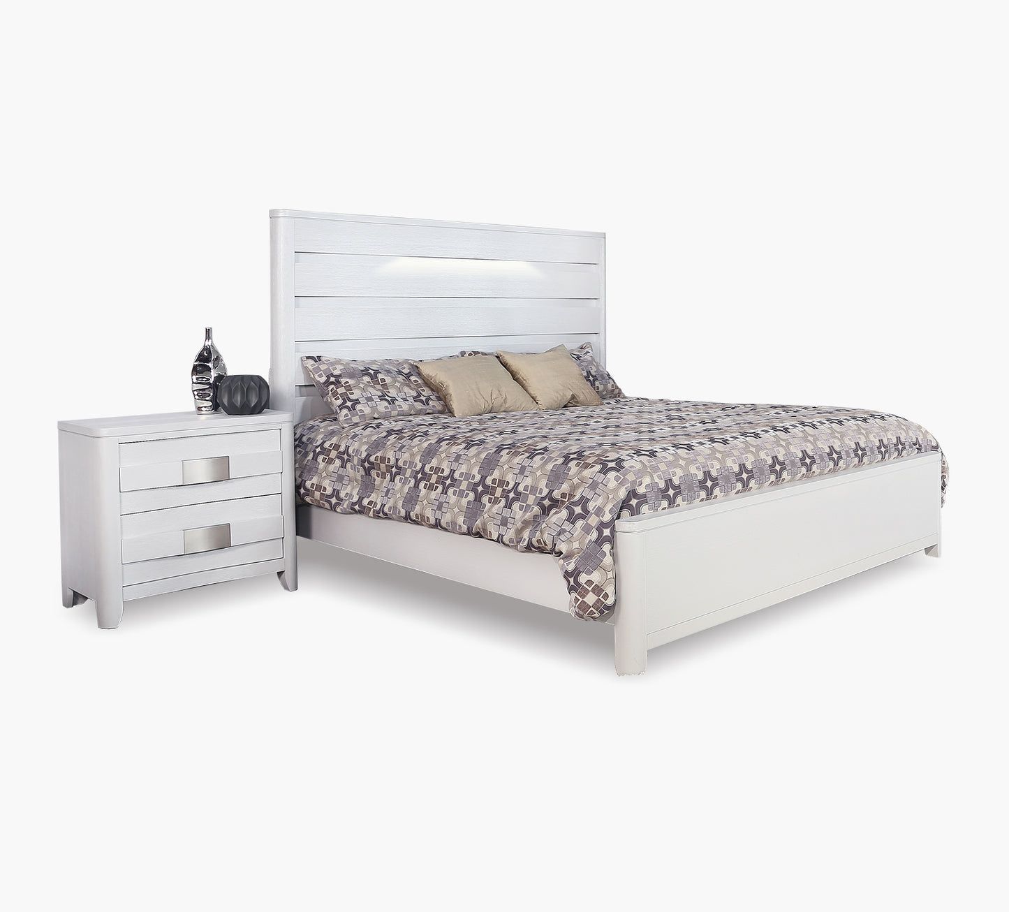 Contour Pearlized White Queen Panel Bed