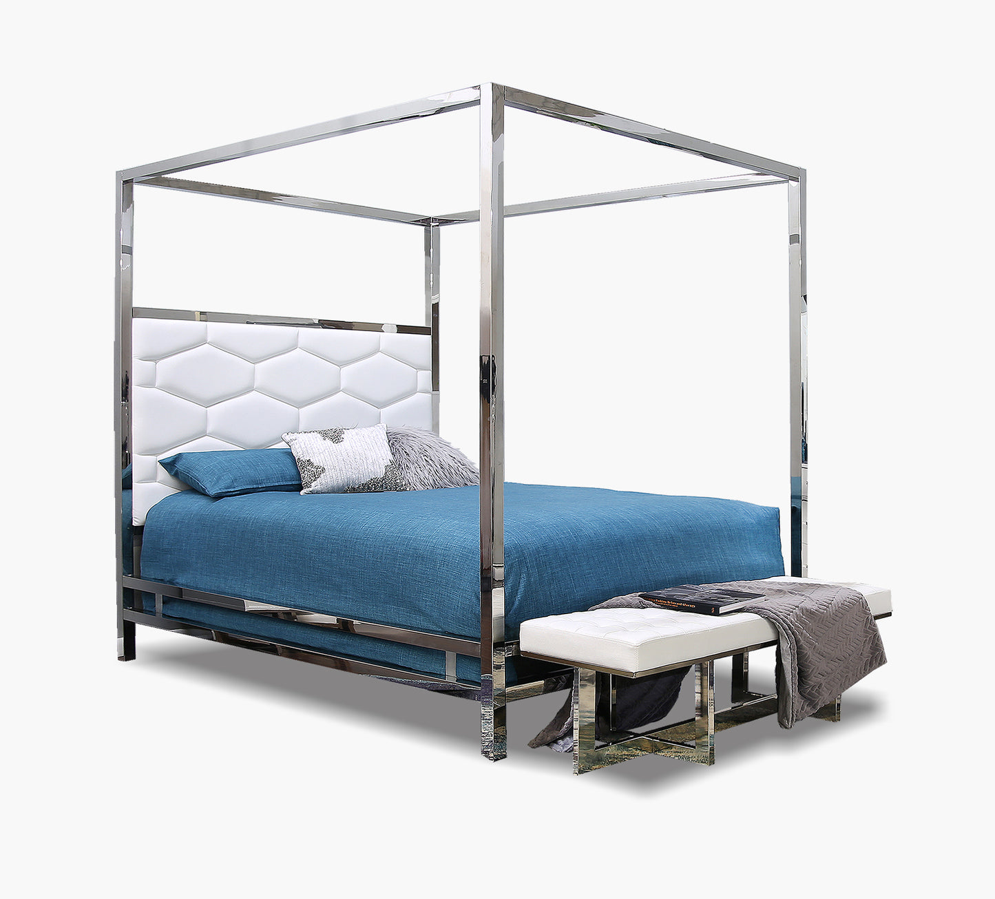 Dante White King Canopy Bed