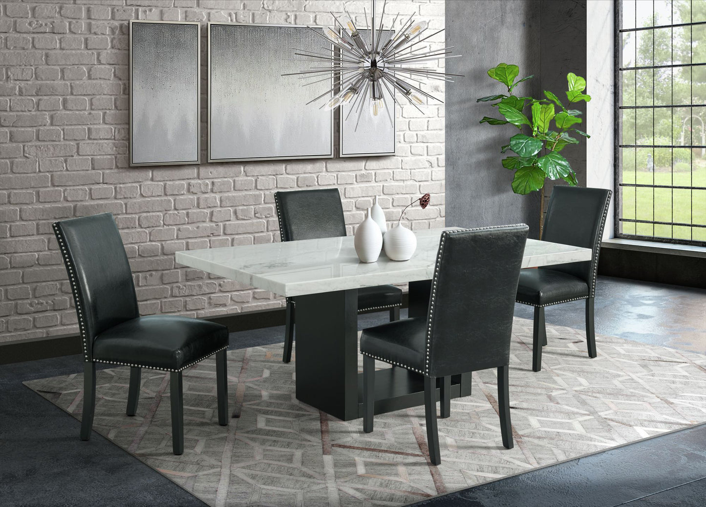 Francesca 5 Piece Dining Set with Black Chairs