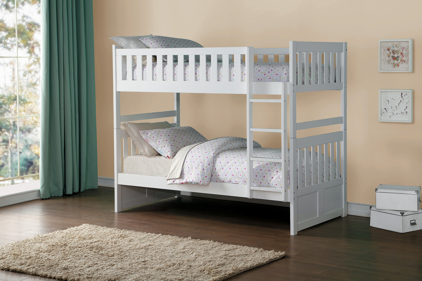 Galen White Twin over Twin Bunk Bed