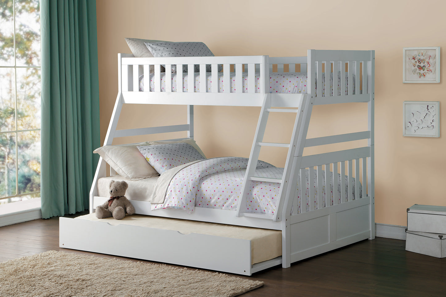Galen White Twin over Full Bunk Bed