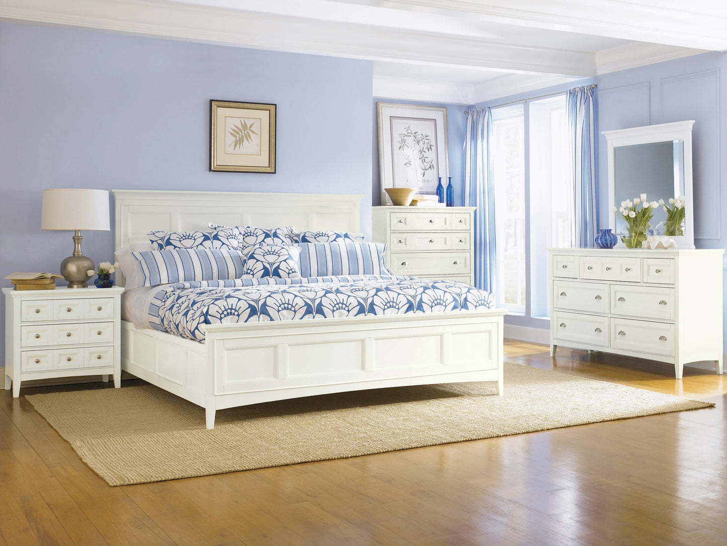 Kentwood Antique White 5 Piece King Panel Bedroom