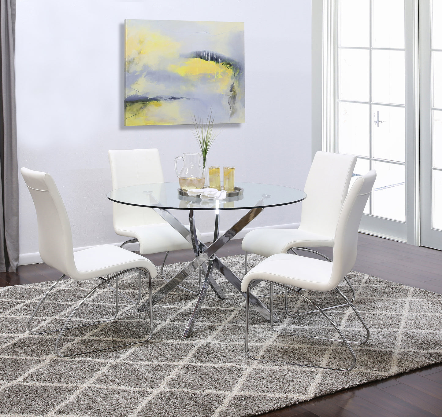 Lila 5 Piece Dining Set with White Chairs