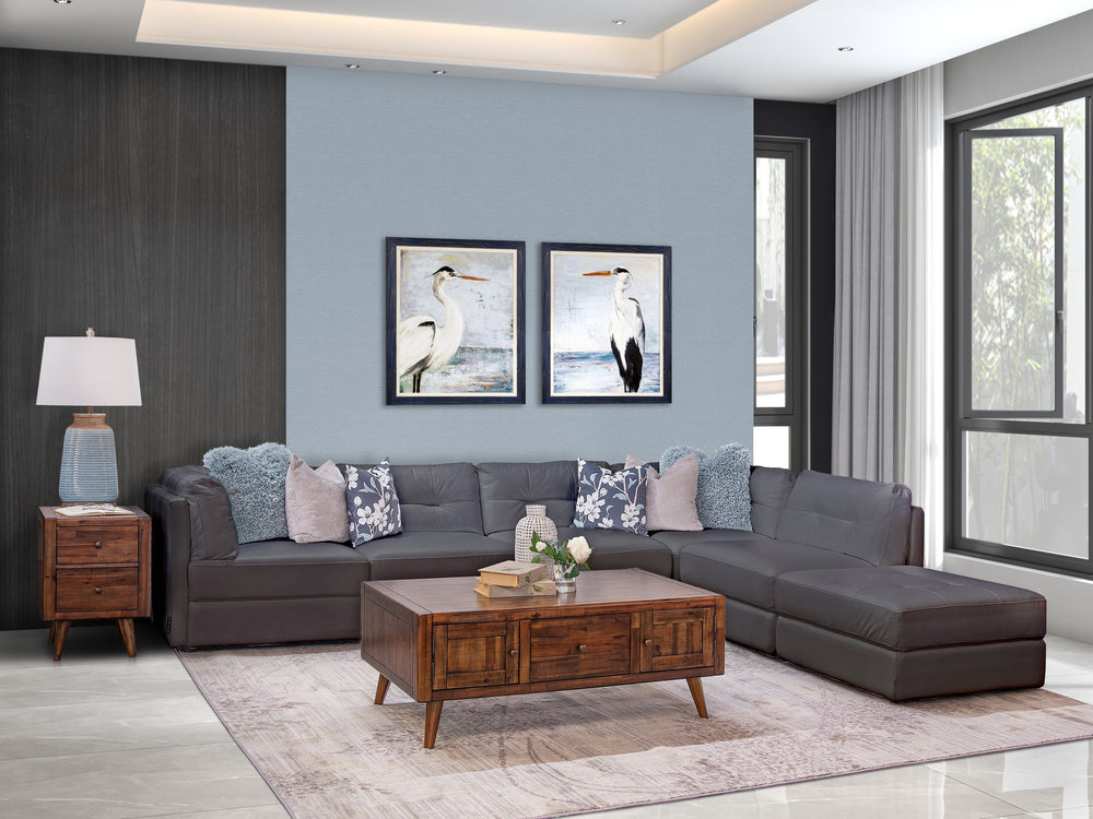 Sofá seccional de cuero de 6 piezas Oakley Grey