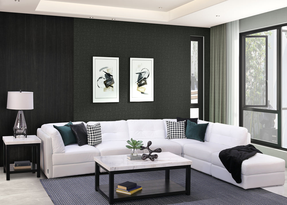 Sofá seccional de cuero de 6 piezas Oakley White