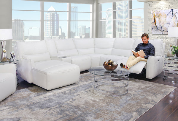 Senna White Piece Leather Zero Gravity Dual Power Reclining
