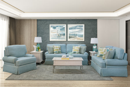 Sala de estar con sofá cama y sofá de dos piezas Sandbridge