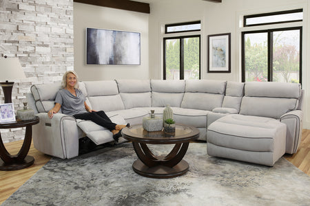 Winston 6 Piece Dual Power Reclining Sectional Sofa with RAF Chaise