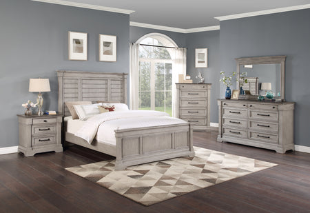 Dormitorio con 5 piezas en gris Woodbridge con paneles tamaño queen