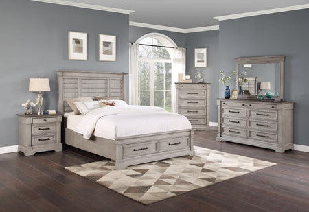 Dormitorio con 5 piezas en gris con almacenaje tamaño queen de Woodbridge