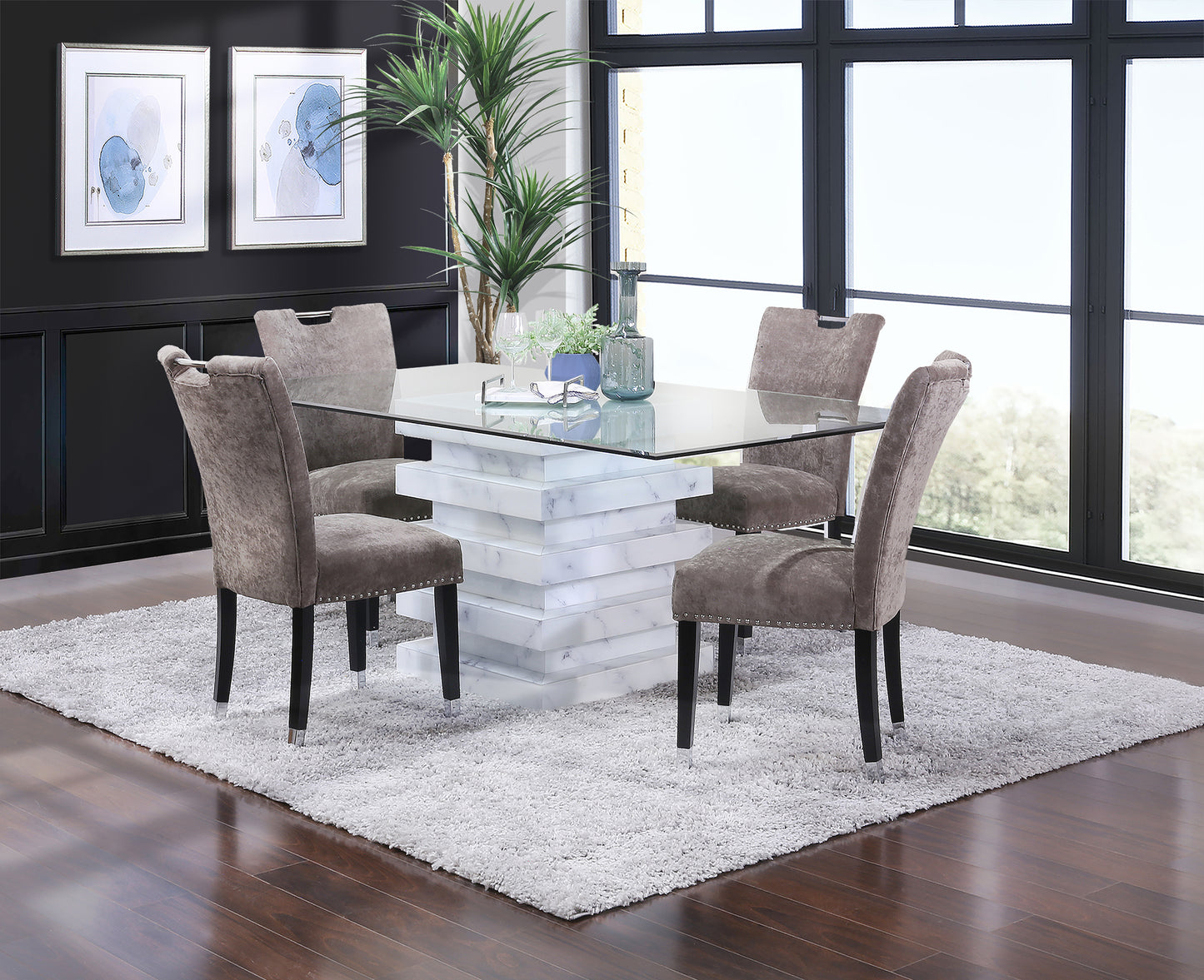 Zayden 5 Piece Dining Set with Grey Chairs