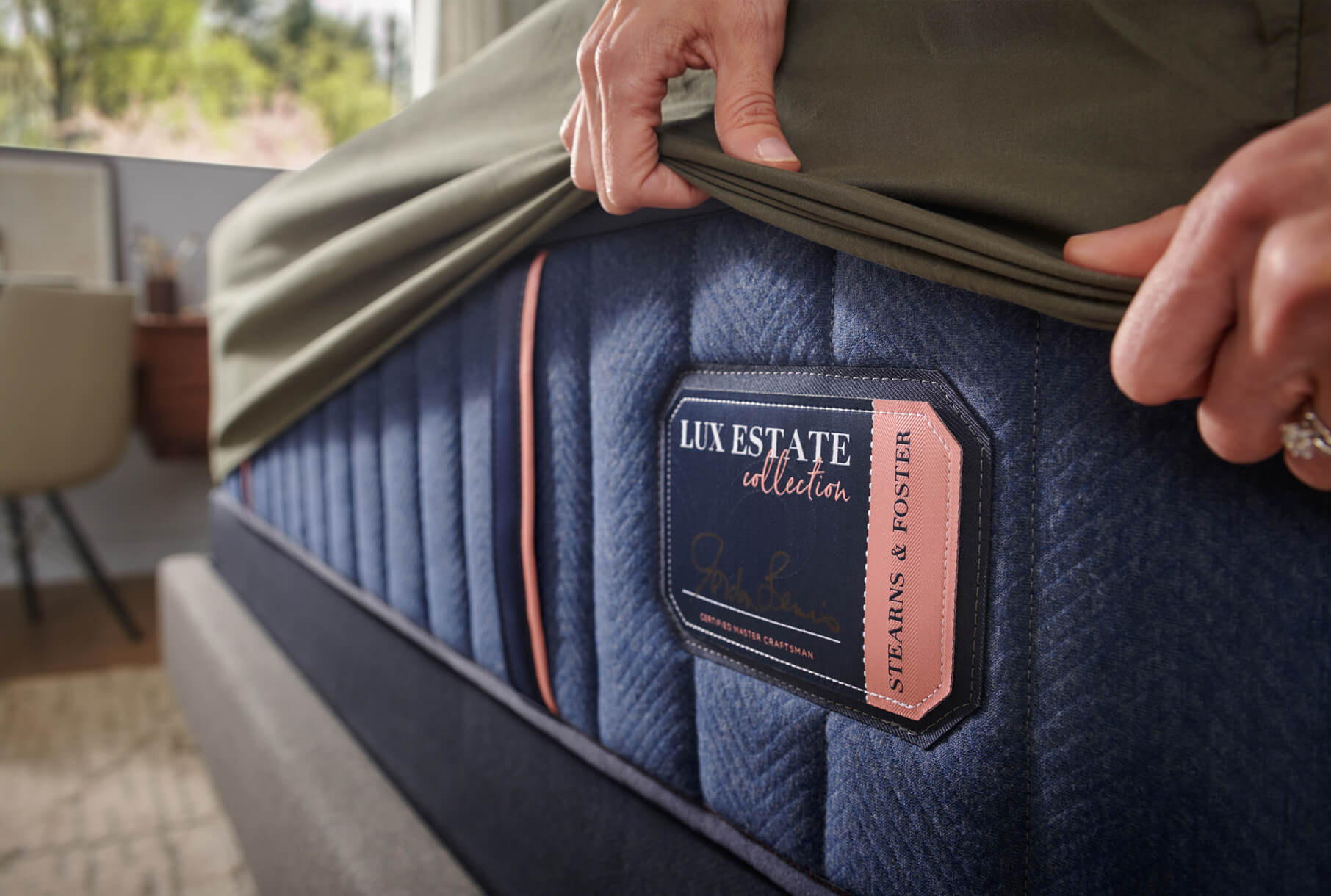 Close up of Lux Estate mattress label